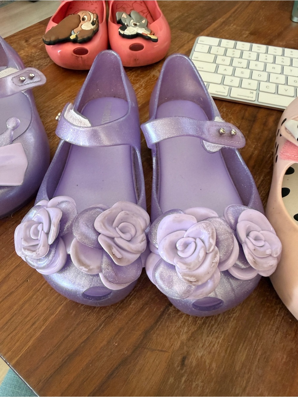 Mini Melissa Girls Lavender Floral Jelly Mary Jane Shoes